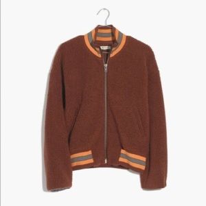 Madewell Sherpa Varsity Fleece Bomber Jacket Zip Up Coat Small